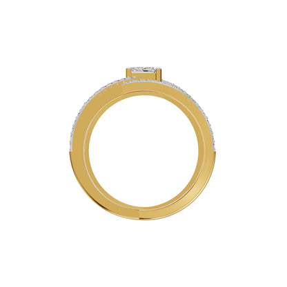 Emerald-cut Crisscross Diamond Cocktail Ring 18 KT / Yellow Gold / 18