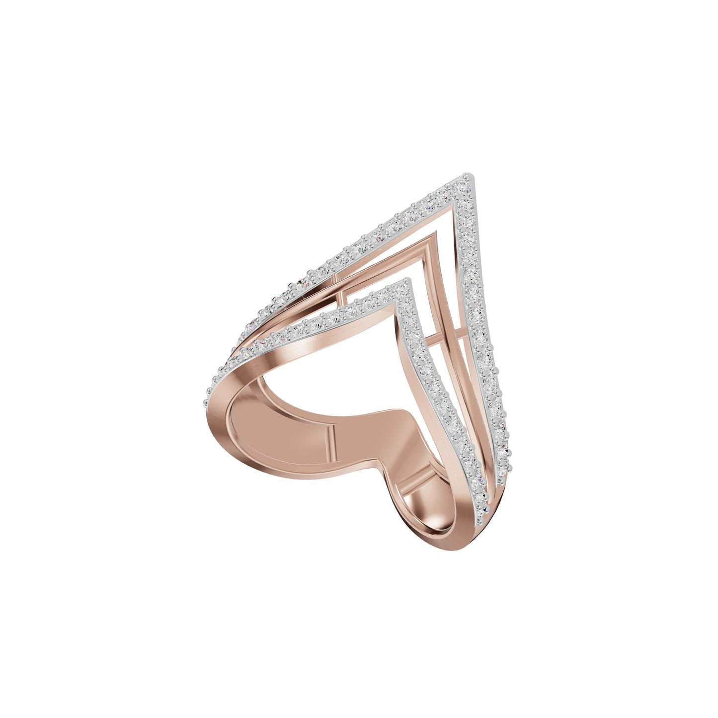 Wishbone Chevron Diamond Ring 18 KT / Rose Gold / 18