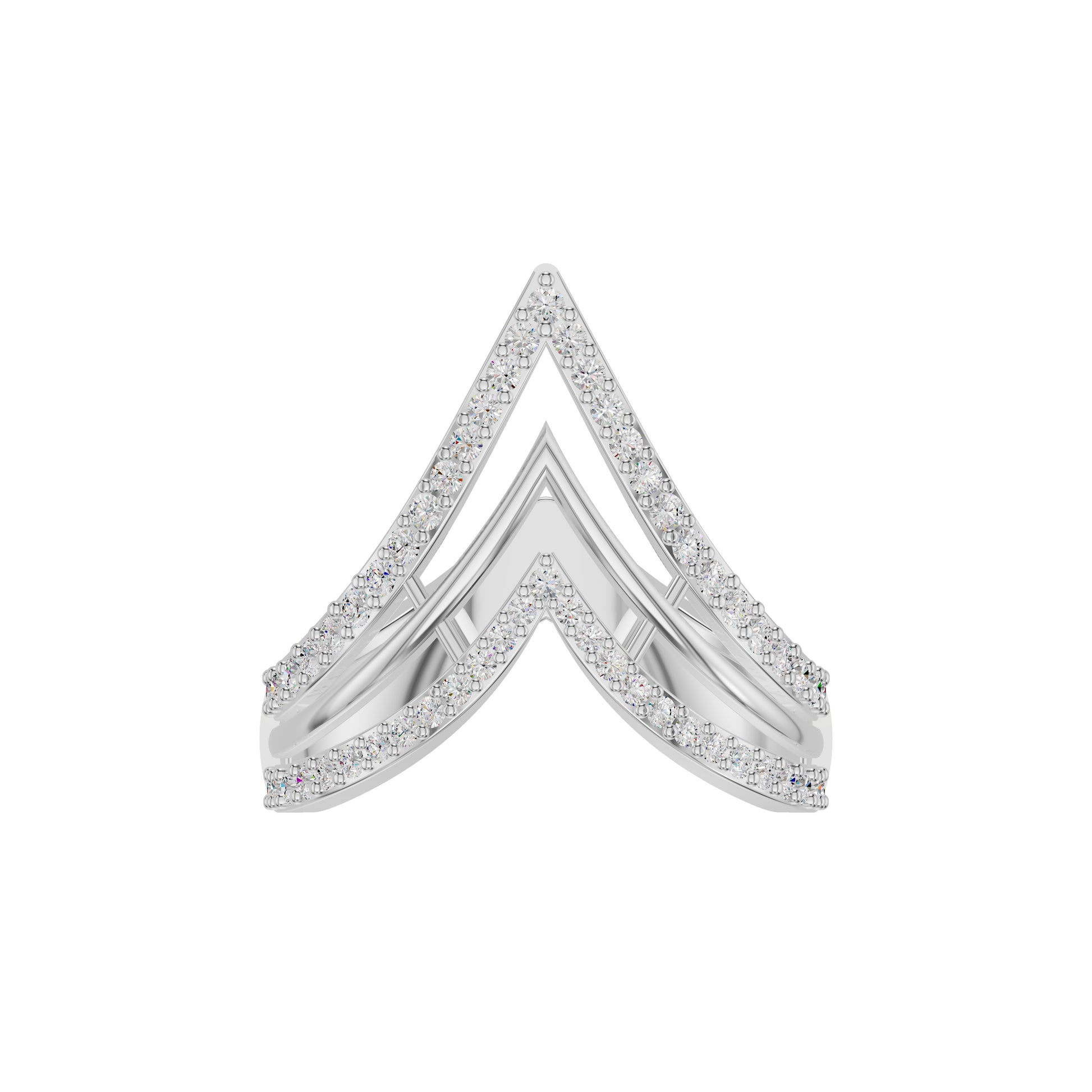 Wishbone Chevron Diamond Ring 18 KT / White Gold / 18