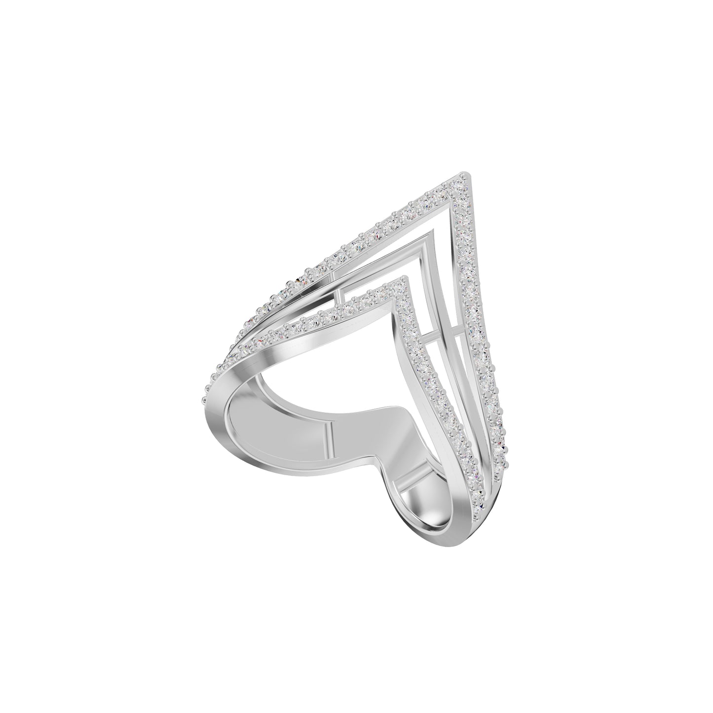 Wishbone Chevron Diamond Ring 18 KT / White Gold / 18