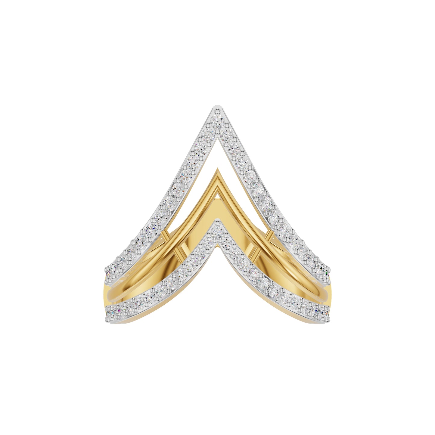 Wishbone Chevron Diamond Ring 18 KT / Yellow Gold / 18