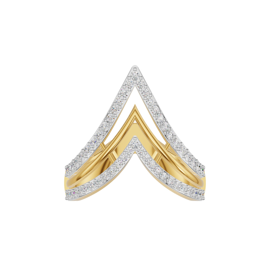 Wishbone Chevron Diamond Ring 18 KT / Yellow Gold / 18