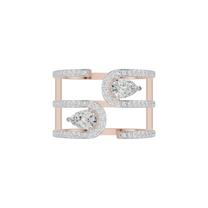 Dual Pear Bypass Diamond Ring 18 KT / Rose Gold / 18