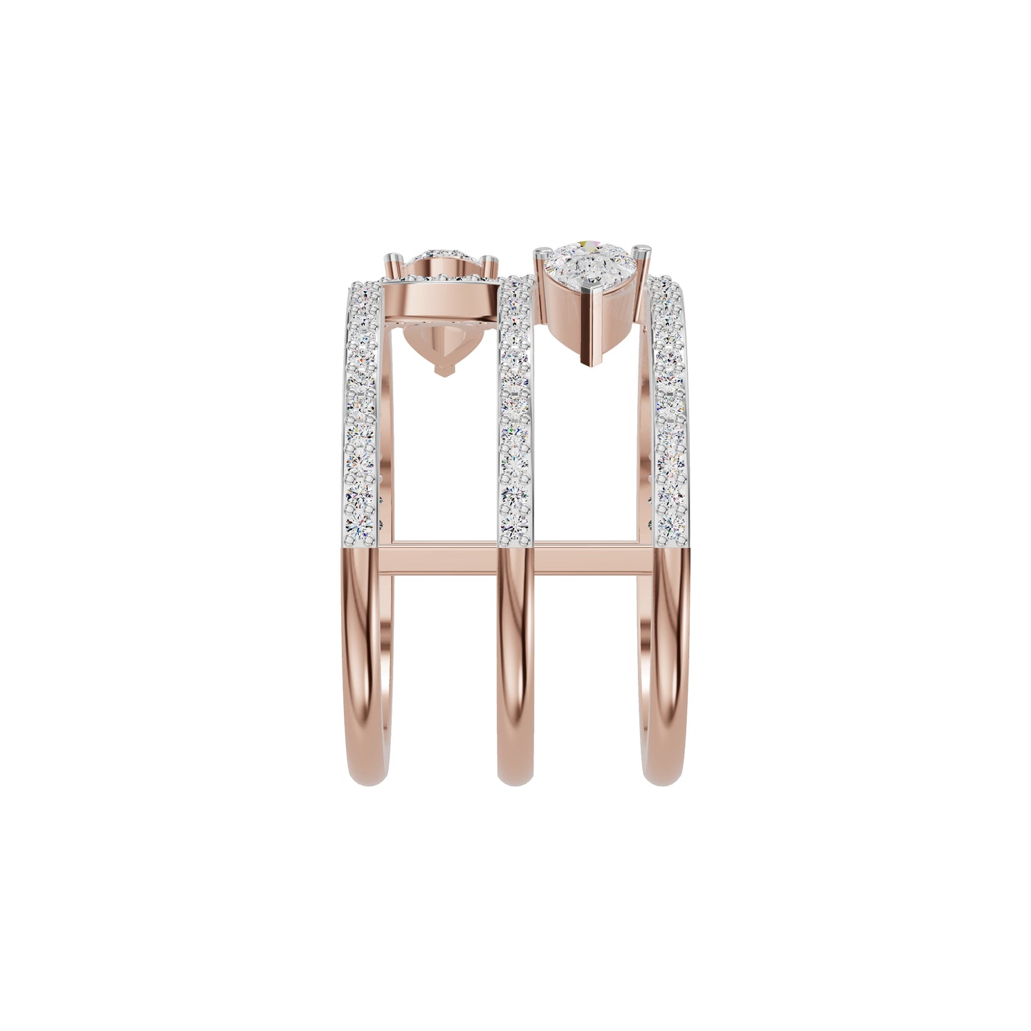 Dual Pear Bypass Diamond Ring 18 KT / Rose Gold / 18
