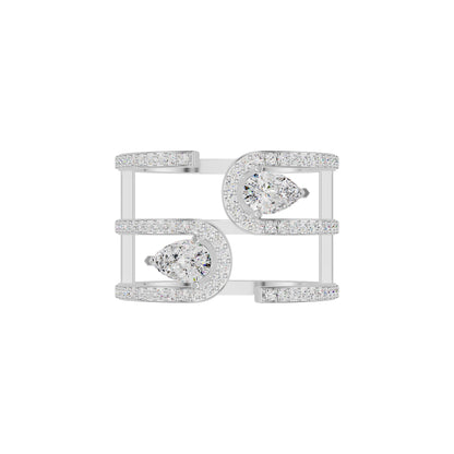 Dual Pear Bypass Diamond Ring 18 KT / White Gold / 18