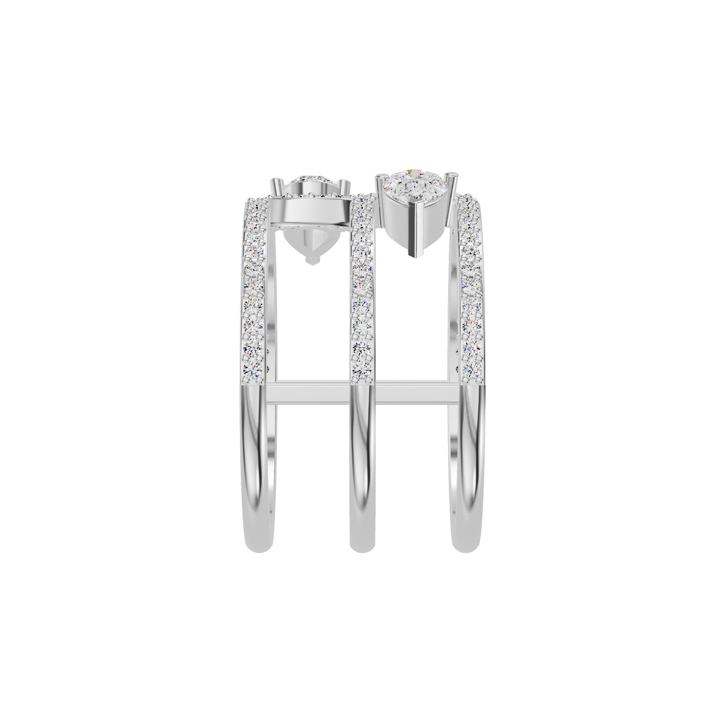 Dual Pear Bypass Diamond Ring 18 KT / White Gold / 18