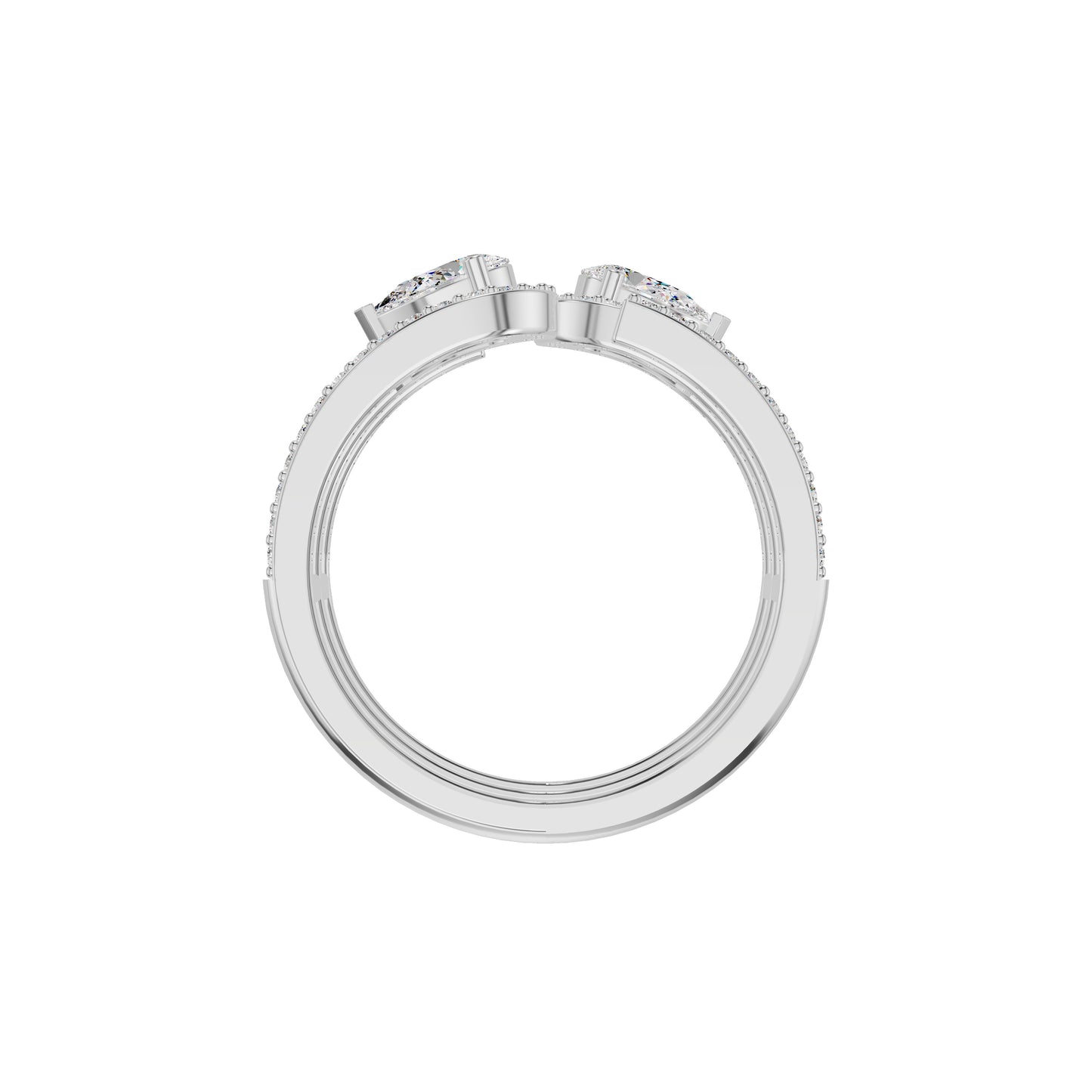 Dual Pear Bypass Diamond Ring 18 KT / White Gold / 18