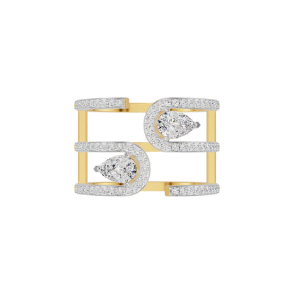 Dual Pear Bypass Diamond Ring 18 KT / Yellow Gold / 18