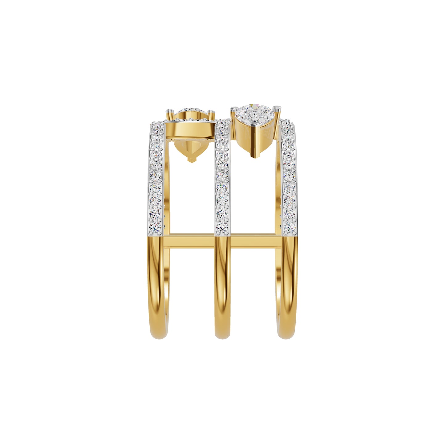 Dual Pear Bypass Diamond Ring 18 KT / Yellow Gold / 18