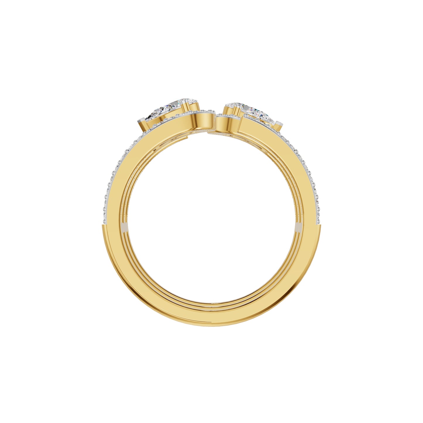 Dual Pear Bypass Diamond Ring 18 KT / Yellow Gold / 18