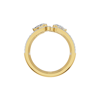 Dual Pear Bypass Diamond Ring 18 KT / Yellow Gold / 18