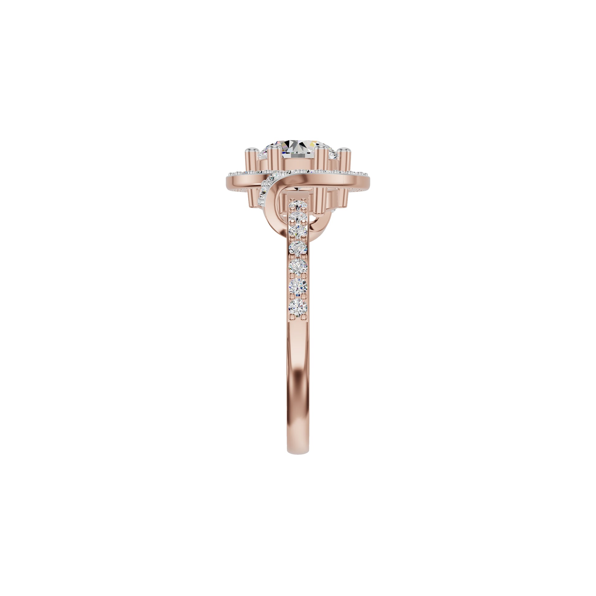 Lumnious Loop Solitaire Diamond Engagement Ring 18 KT / Rose Gold / 18