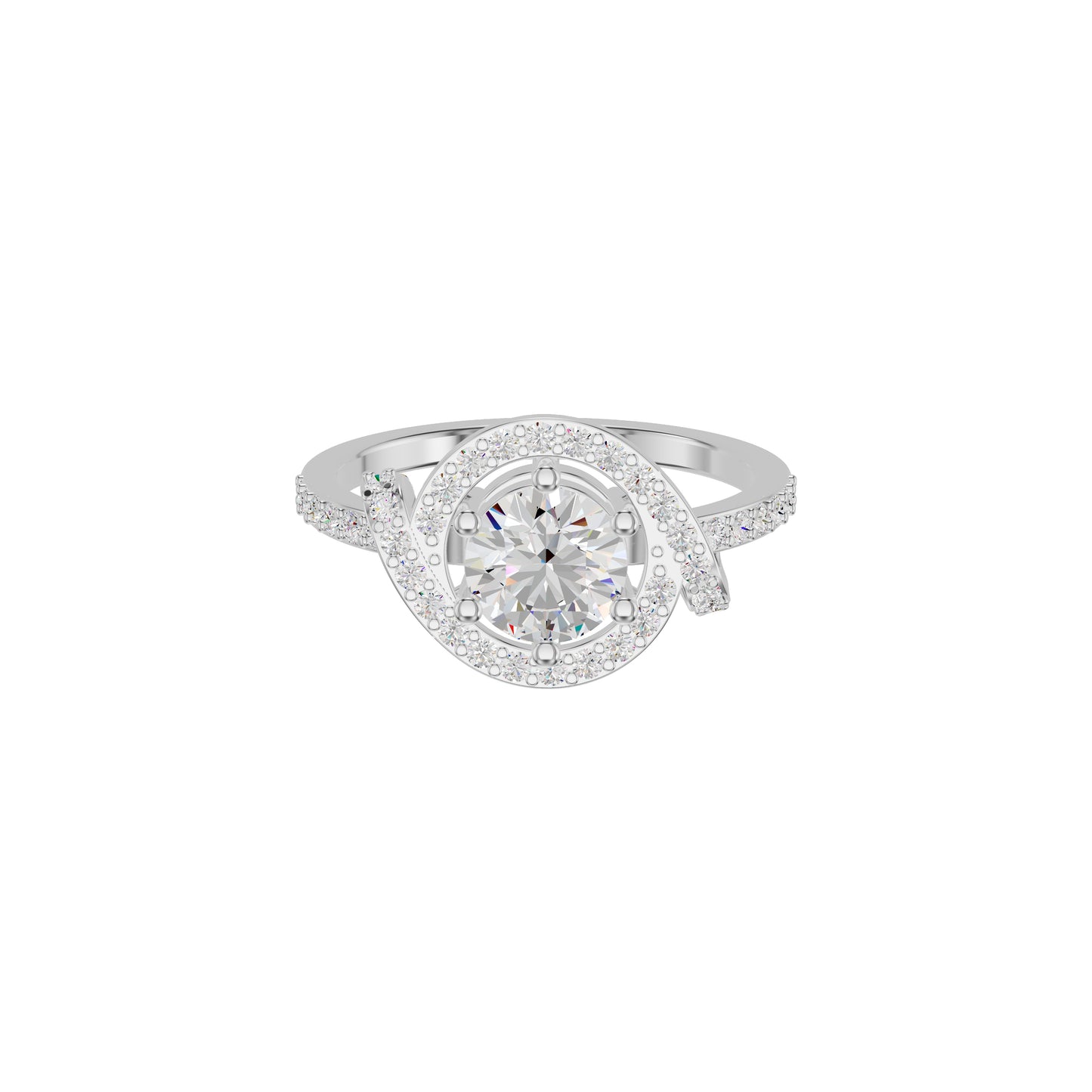 Lumnious Loop Solitaire Diamond Engagement Ring 18 KT / White Gold / 18