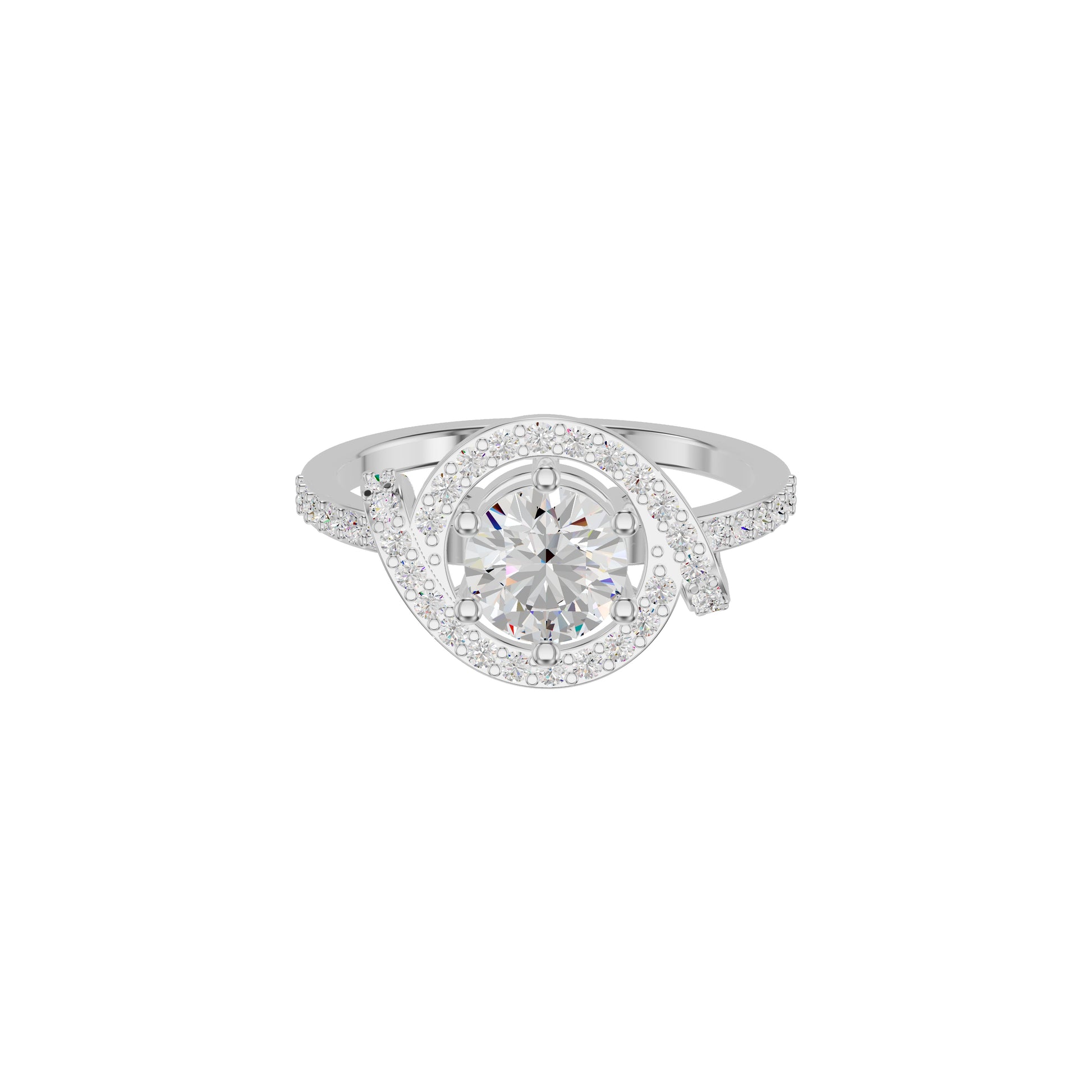 Lumnious Loop Solitaire Diamond Engagement Ring 18 KT / White Gold / 18