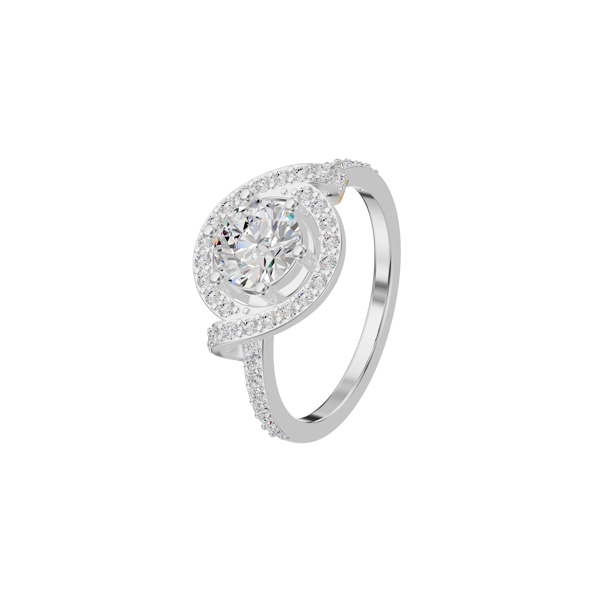 Lumnious Loop Solitaire Diamond Engagement Ring 18 KT / White Gold / 18