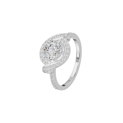 Lumnious Loop Solitaire Diamond Engagement Ring 18 KT / White Gold / 18