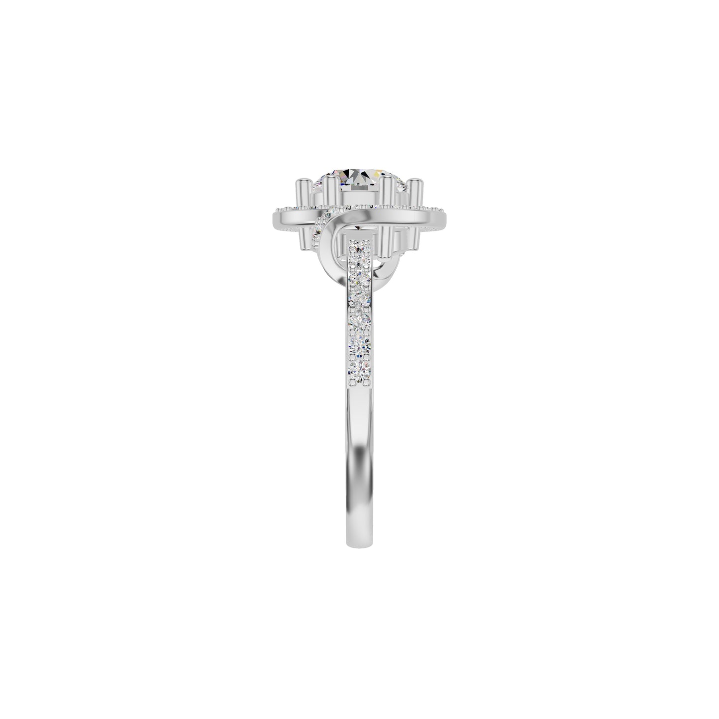 Lumnious Loop Solitaire Diamond Engagement Ring 18 KT / White Gold / 18