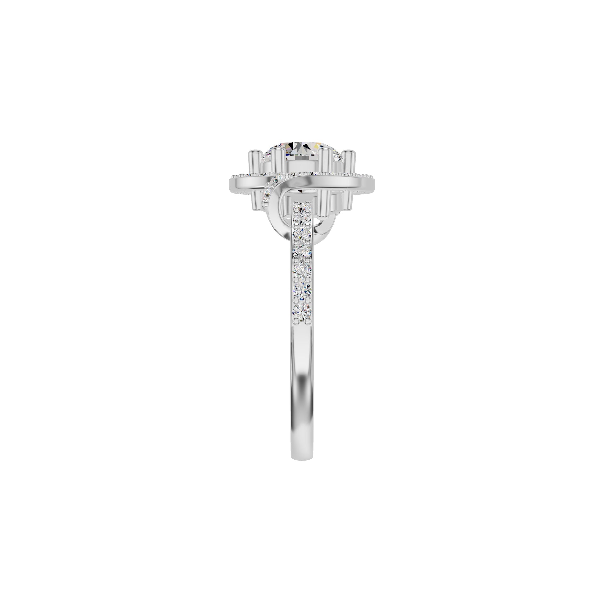 Lumnious Loop Solitaire Diamond Engagement Ring 18 KT / White Gold / 18