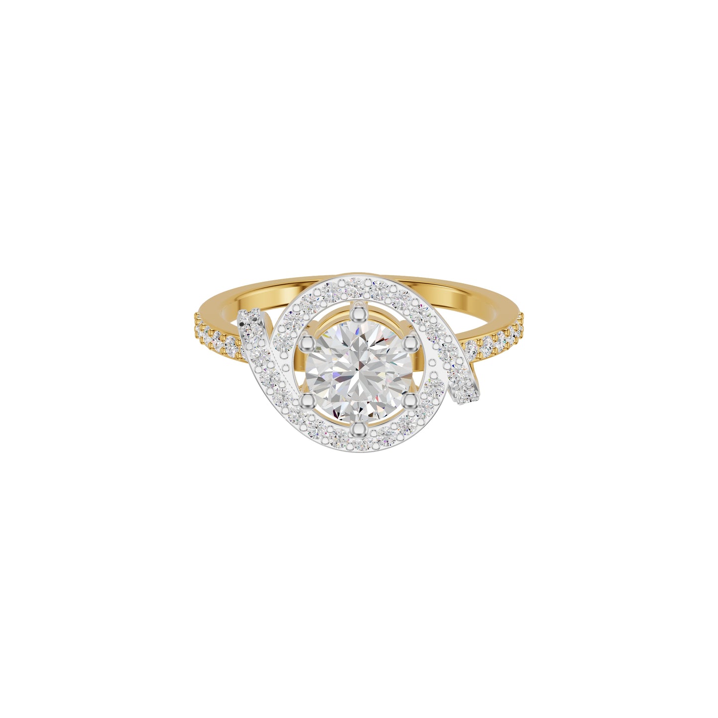 Lumnious Loop Solitaire Diamond Engagement Ring 18 KT / Yellow Gold / 18