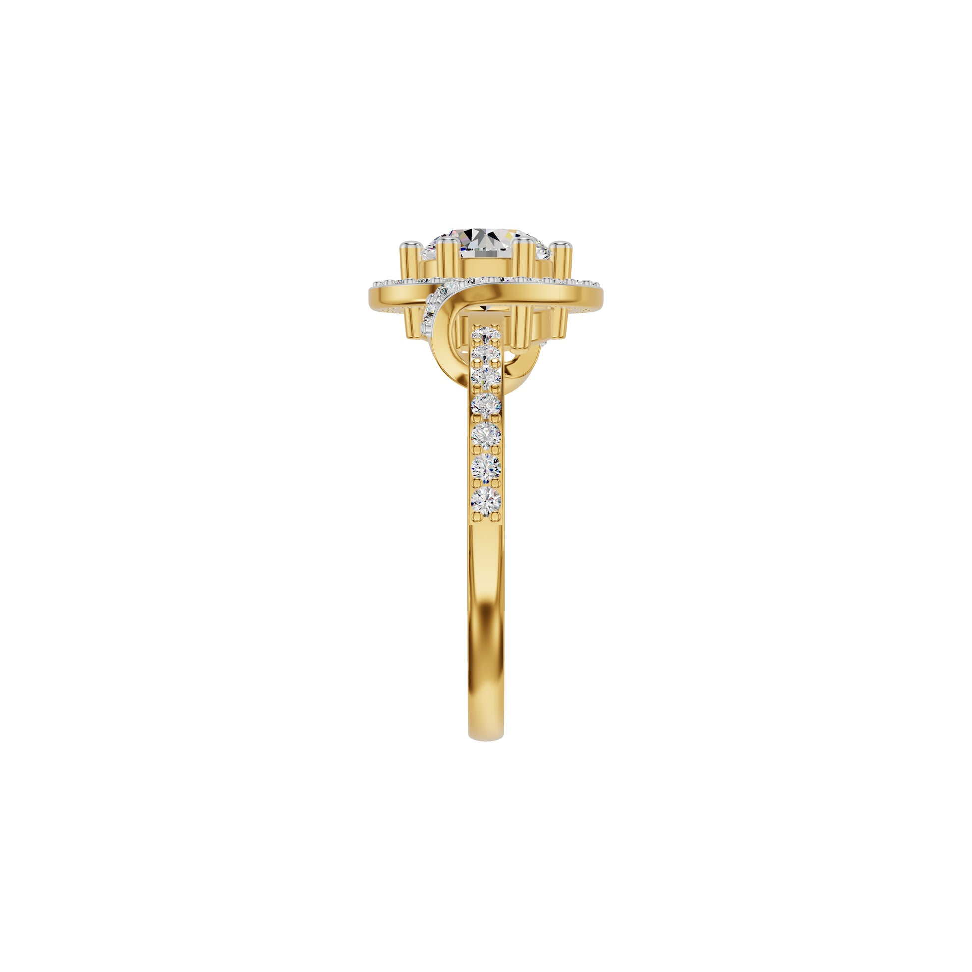 Lumnious Loop Solitaire Diamond Engagement Ring 18 KT / Yellow Gold / 18