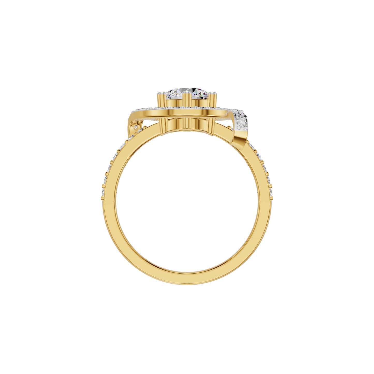 Lumnious Loop Solitaire Diamond Engagement Ring 18 KT / Yellow Gold / 18