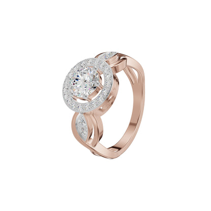 Leafy Marquise Round Solitaire Diamond Ring 18 KT / Rose Gold / 18