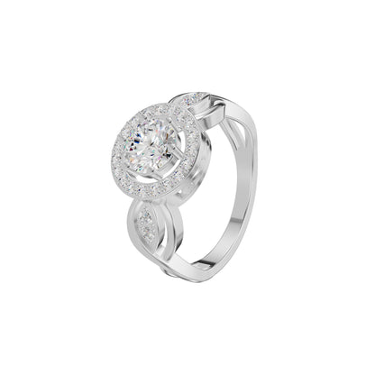 Leafy Marquise Round Solitaire Diamond Ring 18 KT / White Gold / 18