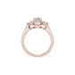 Split Shank Double Halo Oval Solitaire Diamond Engagement Ring 18 KT / Rose Gold / 18