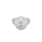 Split Shank Double Halo Oval Solitaire Diamond Engagement Ring 18 KT / White Gold / 18