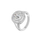 Split Shank Double Halo Oval Solitaire Diamond Engagement Ring 18 KT / White Gold / 18