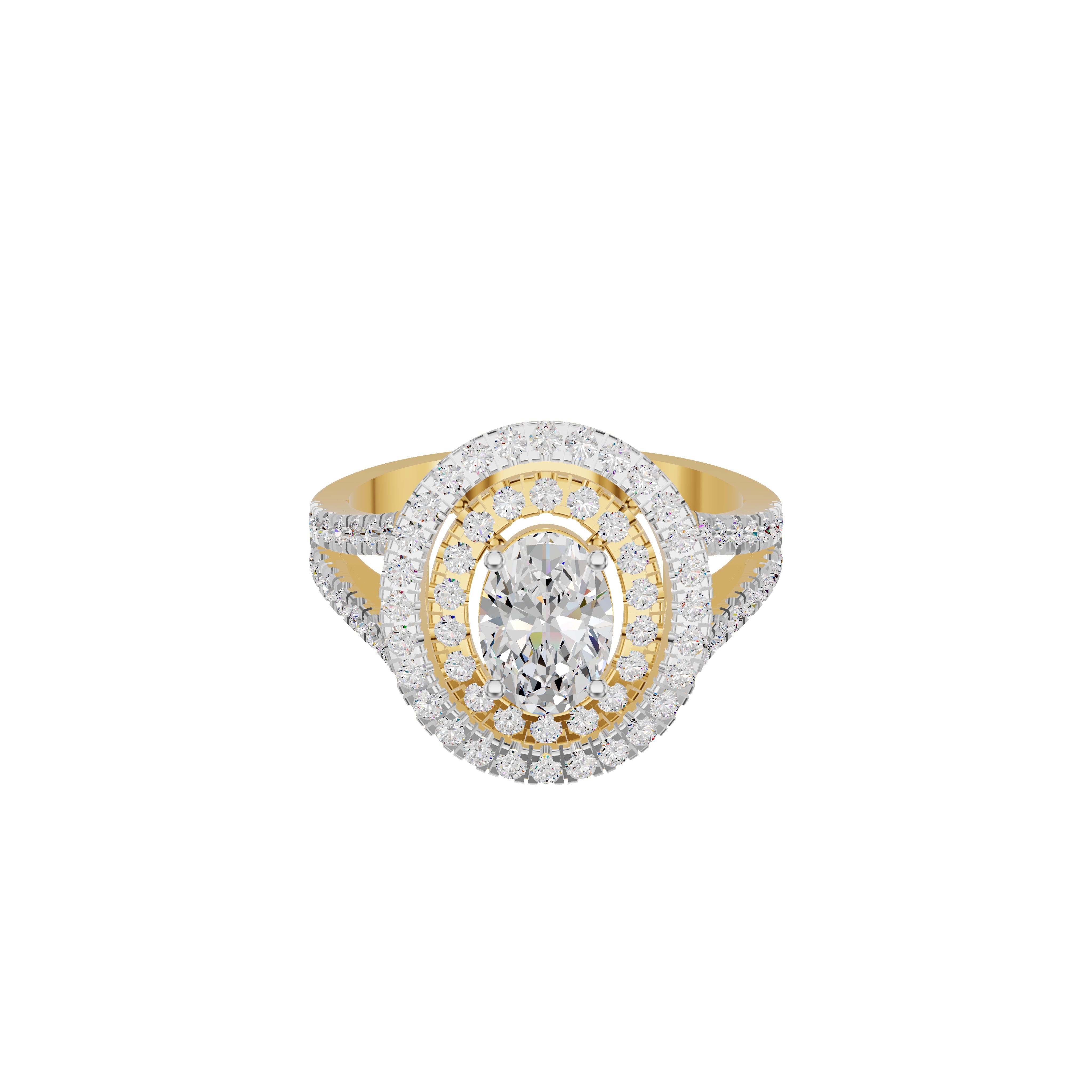 Split Shank Double Halo Oval Solitaire Diamond Engagement Ring ...