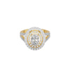 Split Shank Double Halo Oval Solitaire Diamond Engagement Ring 18 KT / Yellow Gold / 18