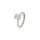Textured Pave Cushion Solitaire Diamond Engagement Ring 18 KT / Rose Gold / 18