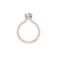 Textured Pave Cushion Solitaire Diamond Engagement Ring 18 KT / Rose Gold / 18