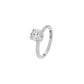 Textured Pave Cushion Solitaire Diamond Engagement Ring 18 KT / White Gold / 18