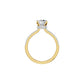 Textured Pave Cushion Solitaire Diamond Engagement Ring 18 KT / Yellow Gold / 18