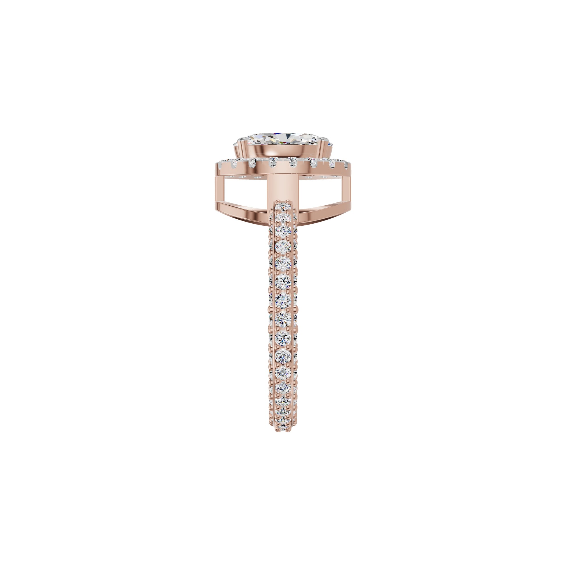 Oval Halo Solitaire Diamond Engagement Ring 18 KT / Rose Gold / 18