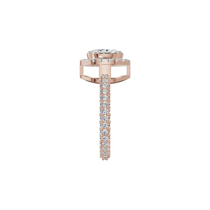 Oval Halo Solitaire Diamond Engagement Ring 18 KT / Rose Gold / 18