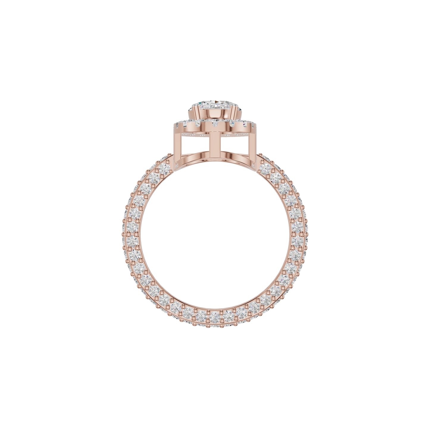 Oval Halo Solitaire Diamond Engagement Ring 18 KT / Rose Gold / 18