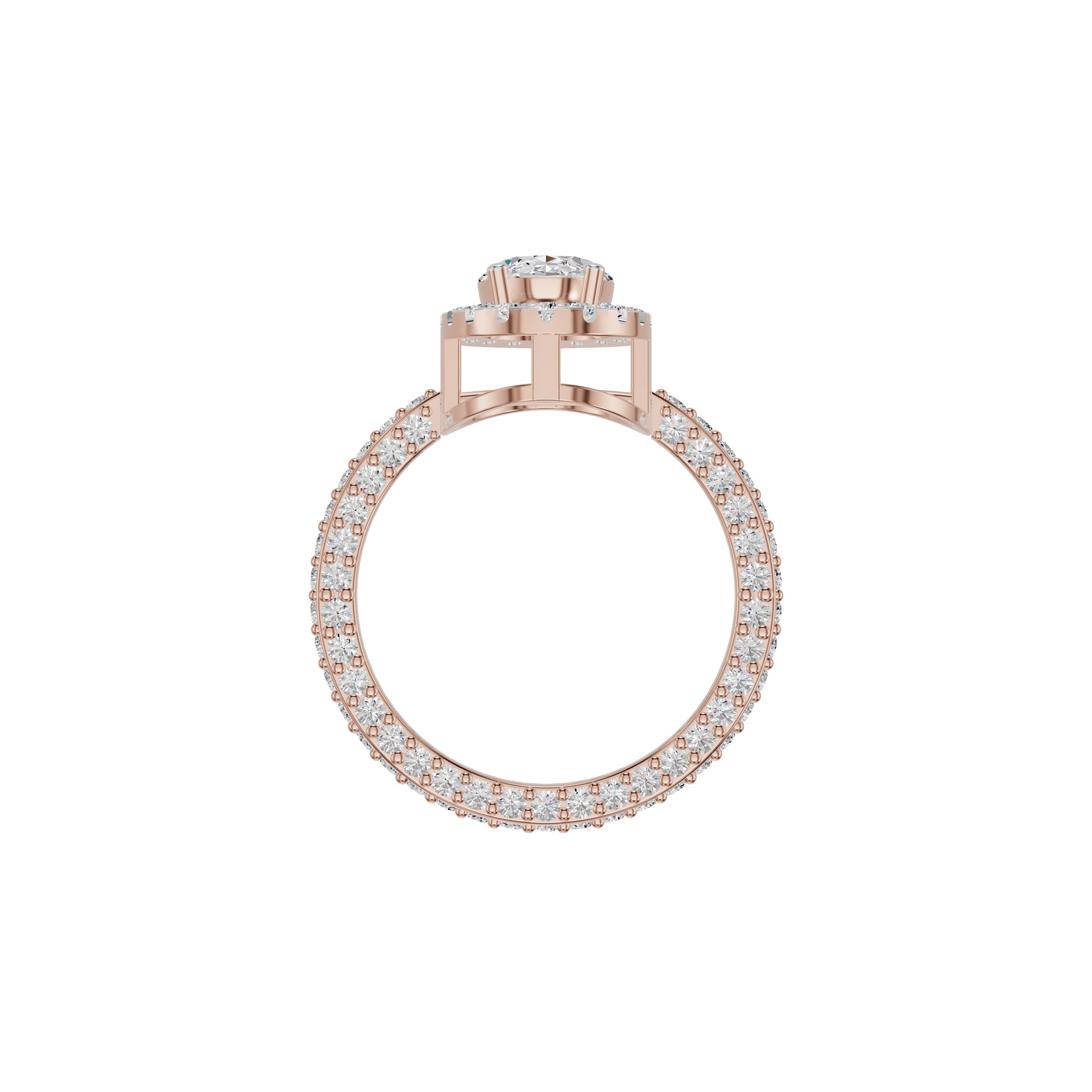Oval Halo Solitaire Diamond Engagement Ring 18 KT / Rose Gold / 18