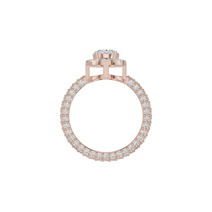 Oval Halo Solitaire Diamond Engagement Ring 18 KT / Rose Gold / 18