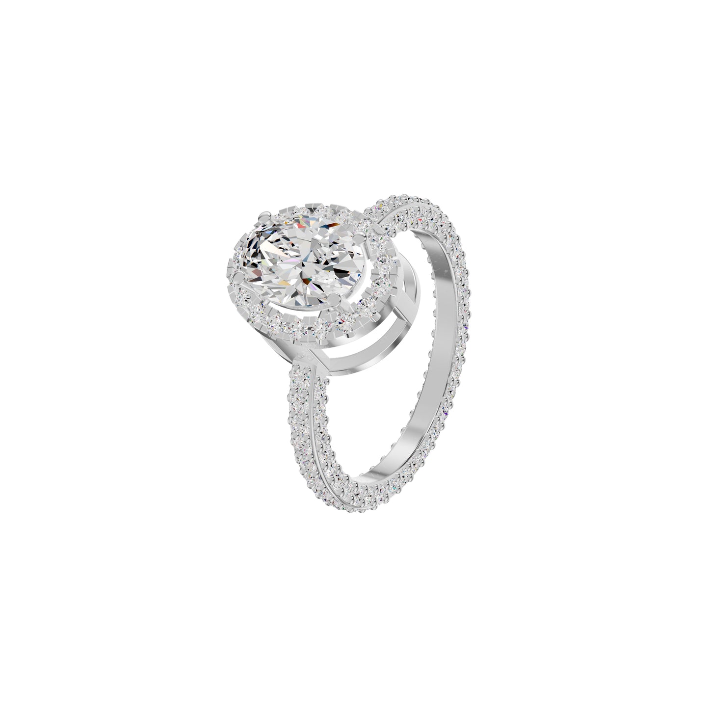 Oval Halo Solitaire Diamond Engagement Ring 18 KT / White Gold / 18
