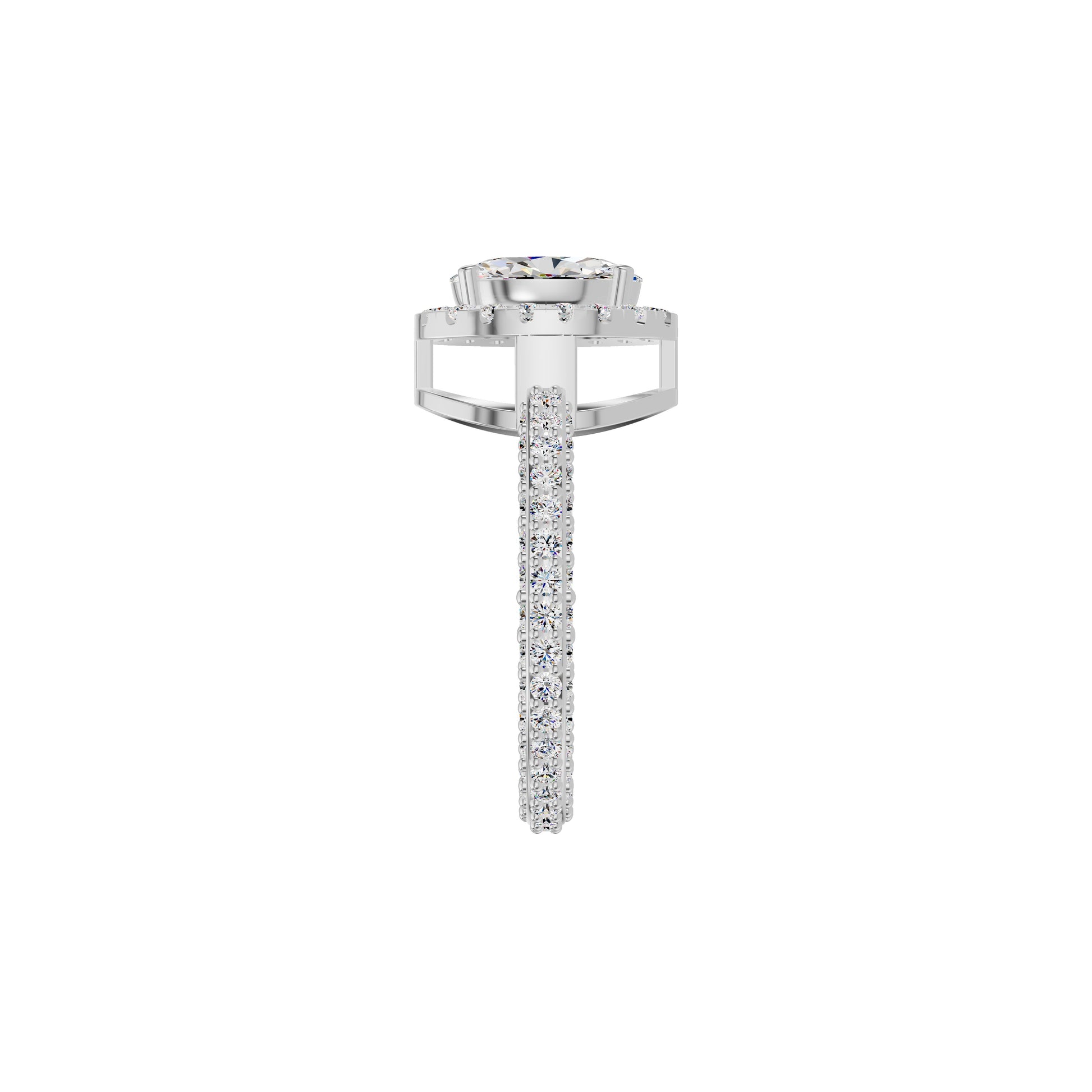 Oval Halo Solitaire Diamond Engagement Ring 18 KT / White Gold / 18