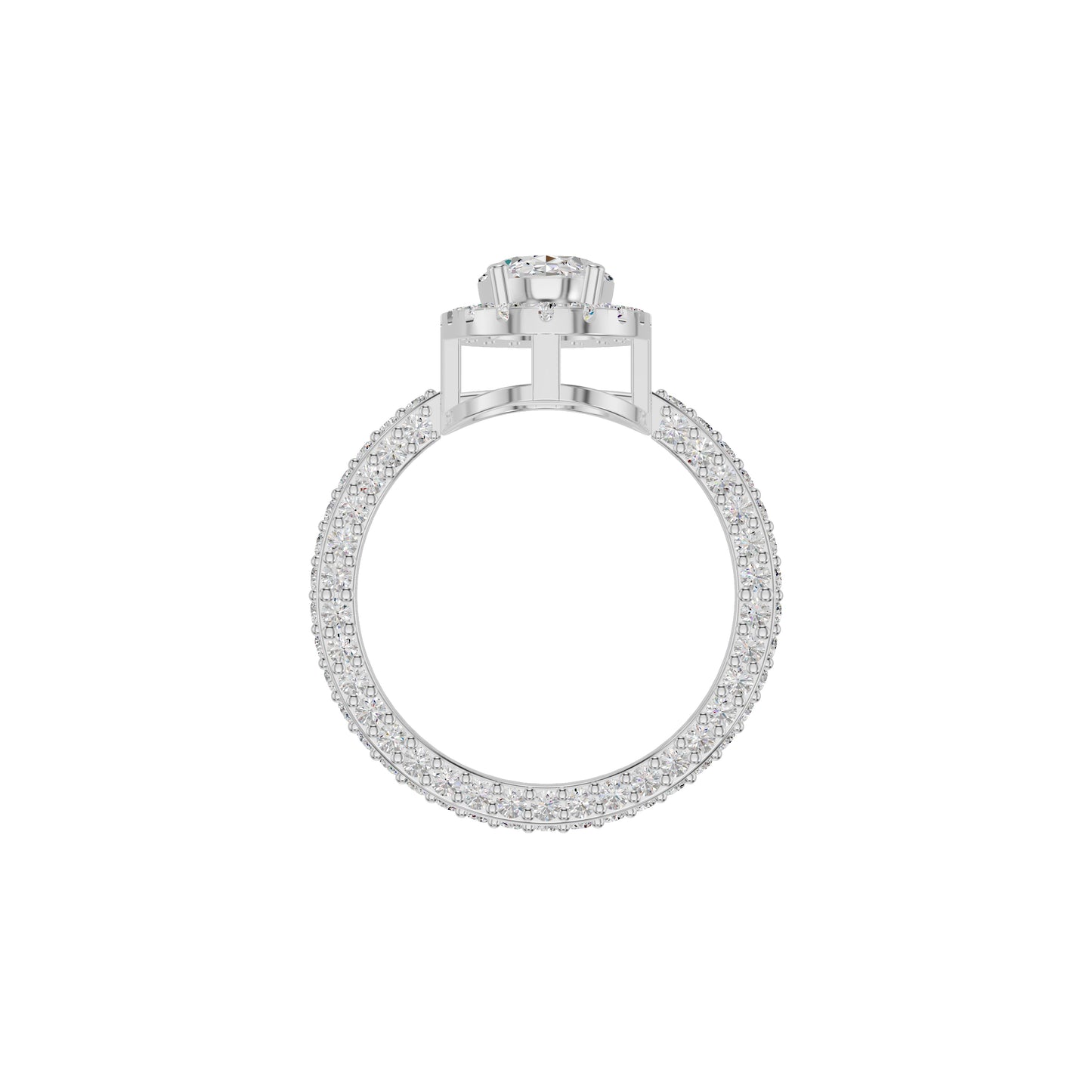 Oval Halo Solitaire Diamond Engagement Ring 18 KT / White Gold / 18