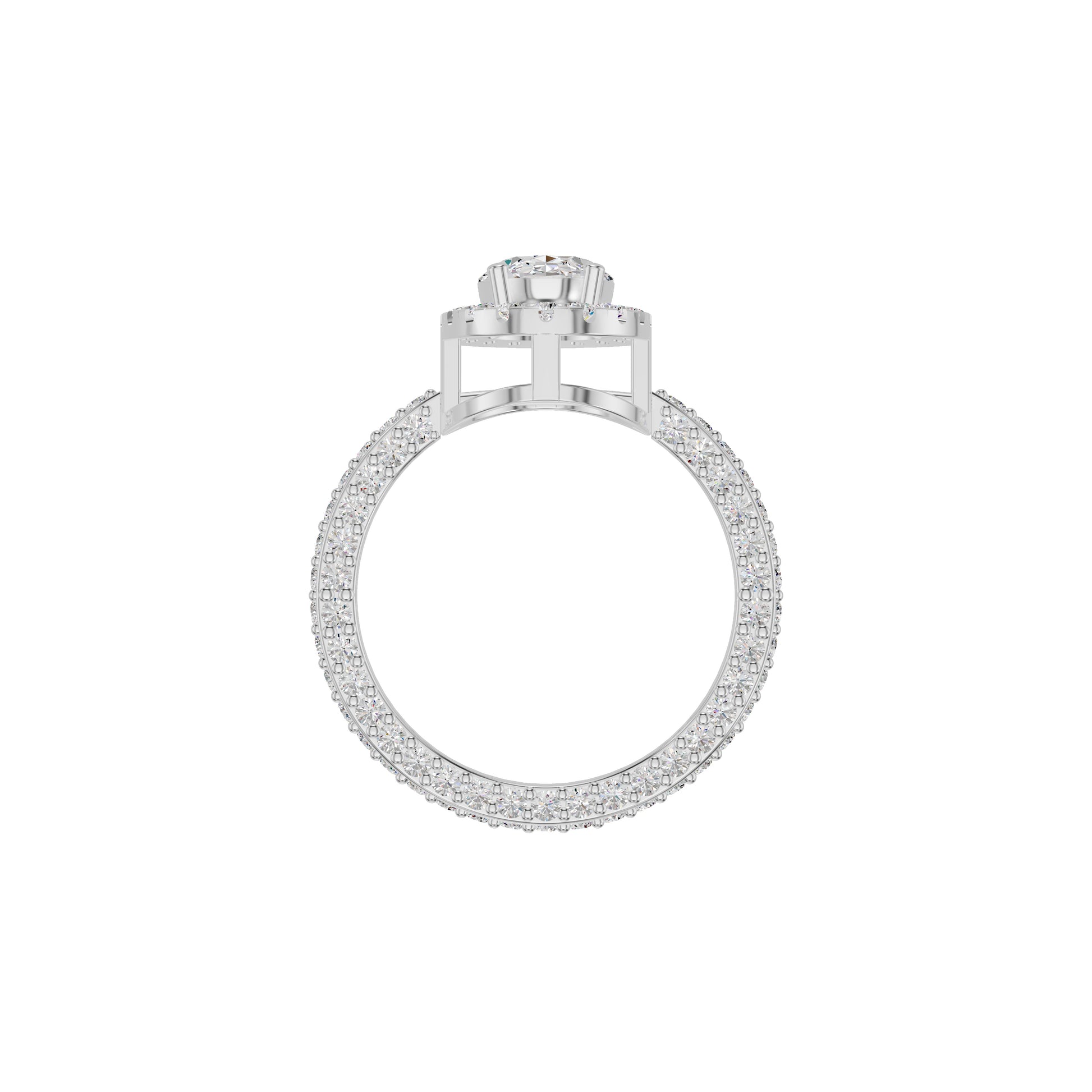 Oval Halo Solitaire Diamond Engagement Ring 18 KT / White Gold / 18
