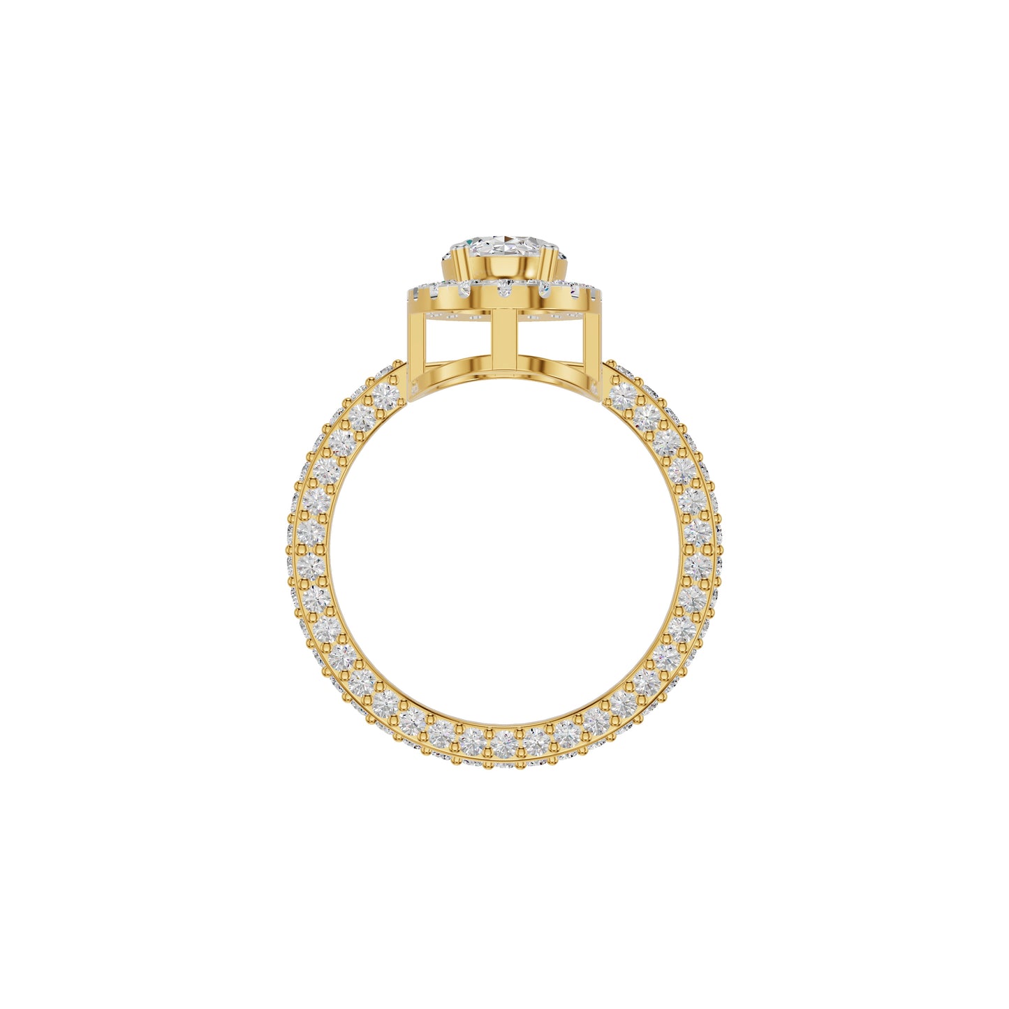 Oval Halo Solitaire Diamond Engagement Ring 18 KT / Yellow Gold / 18