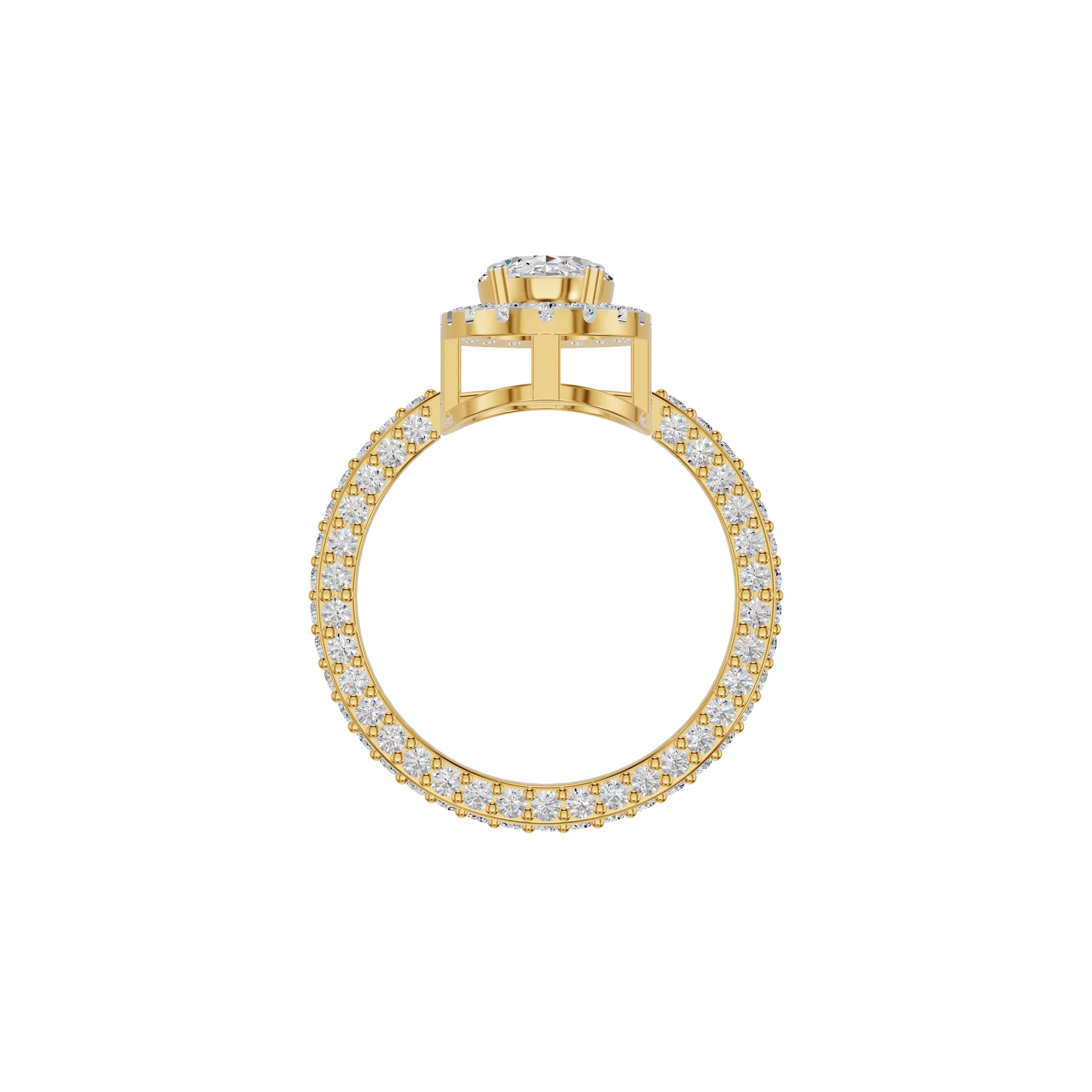 Oval Halo Solitaire Diamond Engagement Ring 18 KT / Yellow Gold / 18