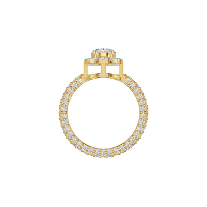 Oval Halo Solitaire Diamond Engagement Ring 18 KT / Yellow Gold / 18