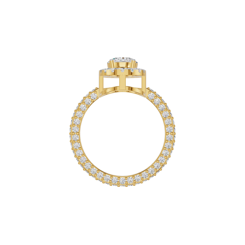 Oval Halo Solitaire Diamond Engagement Ring 18 KT / Yellow Gold / 18