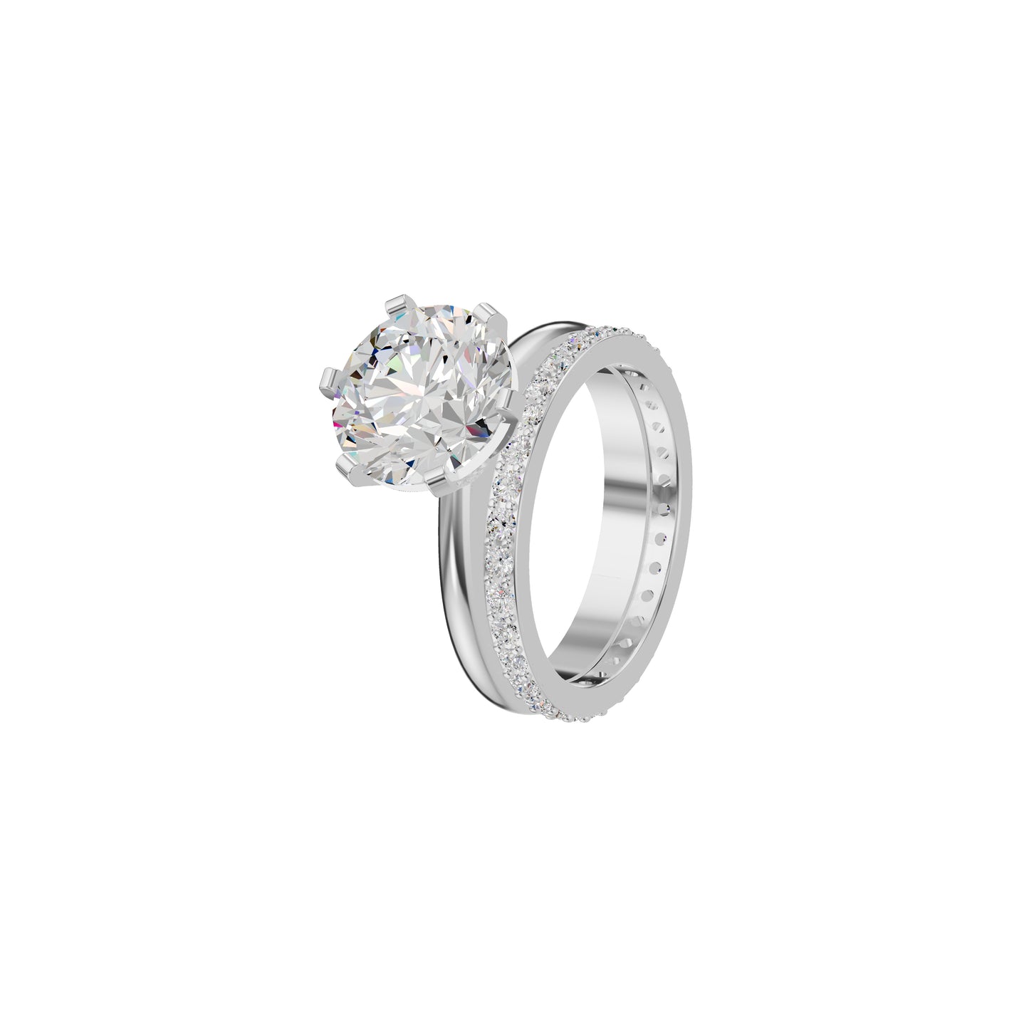 Brilliant Round Solitaire Dual Band Diamond Cocktail Ring